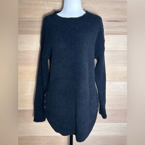 Ricki's Cozy Black Cowl Sweater size medium fuzzy decorative buttons soft